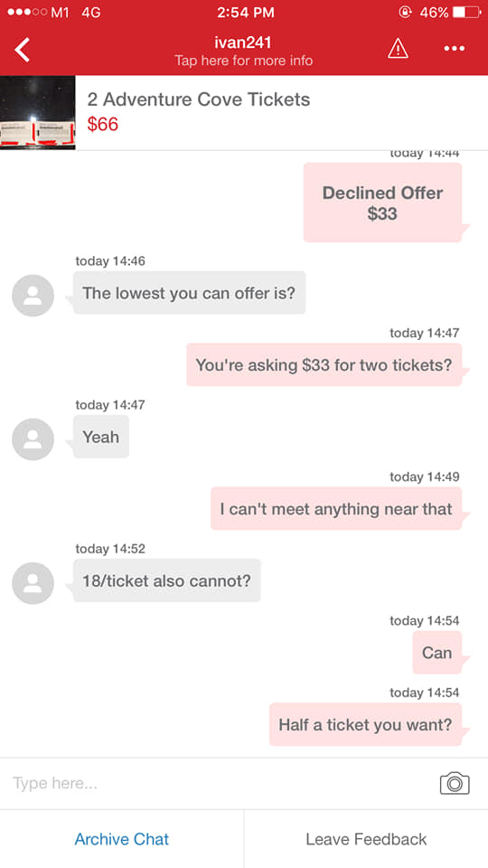 screenshot of Carousell chat