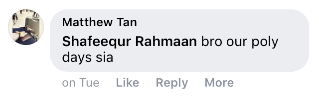 screenshot of Facebook comment