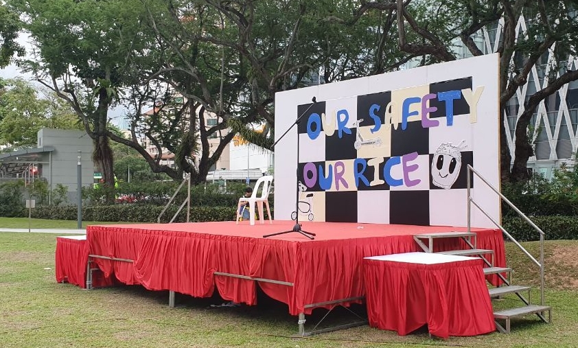 PMD protest, stage at hong lim park