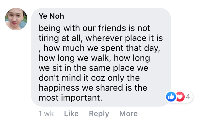 screenshot of FB comment