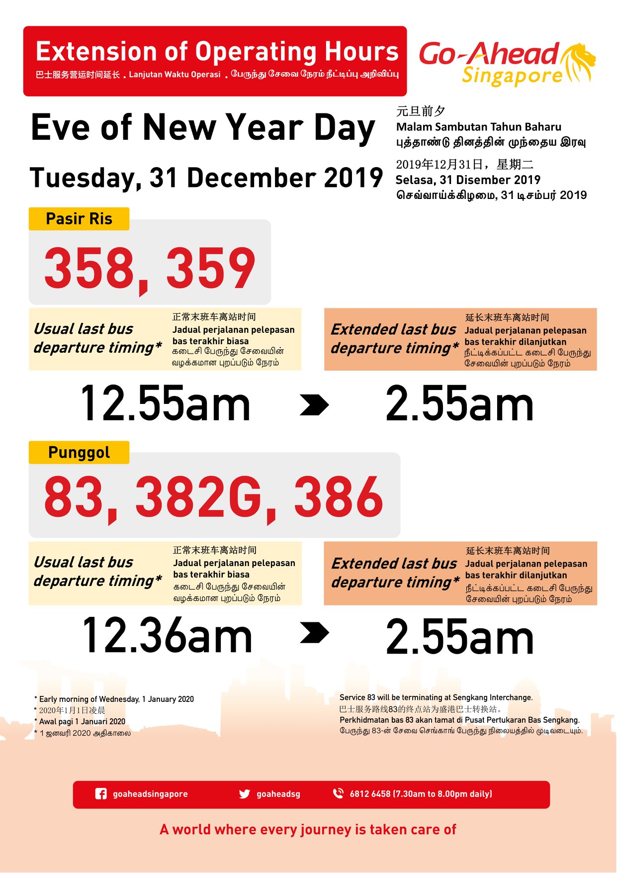 Last bus timing new year's eve 2019 2020
