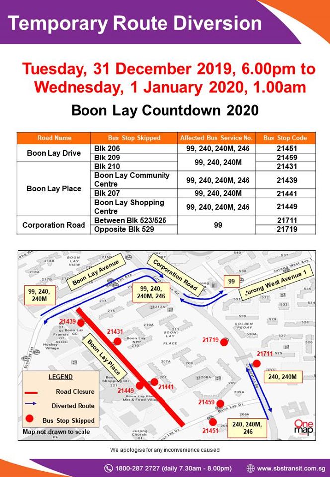 route diversion new year's eve skip bus stop 2019 2020