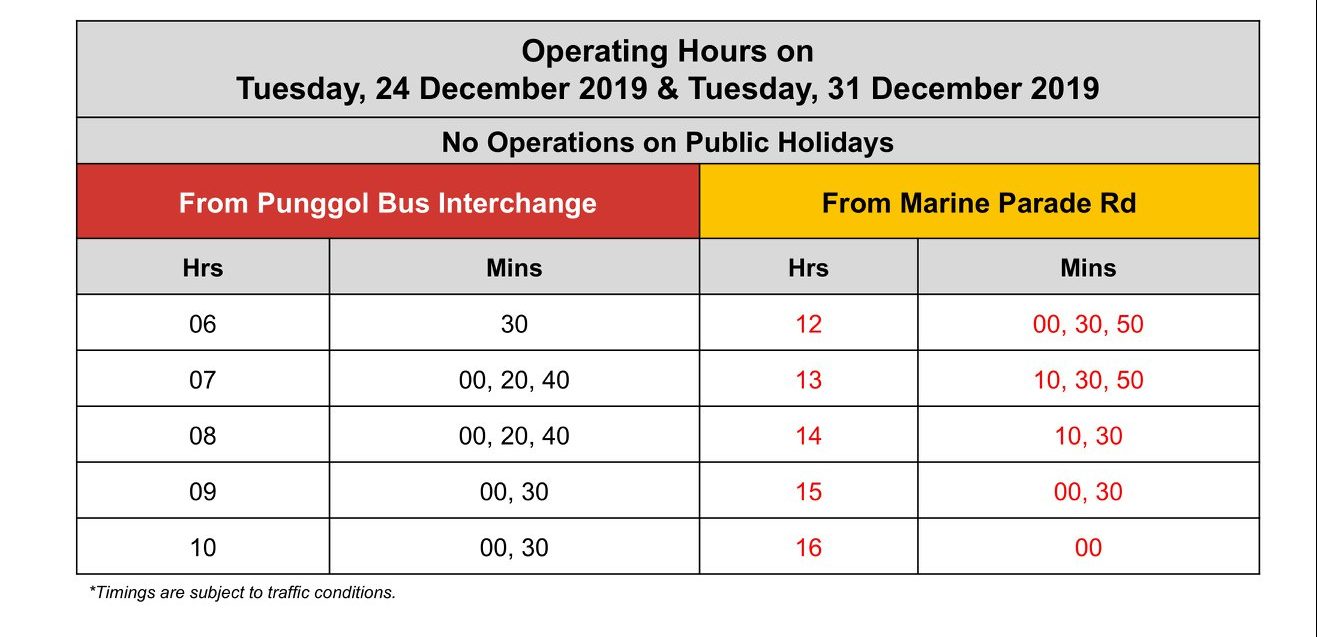 Revised operating hours city bus new year's eve 2019 2020