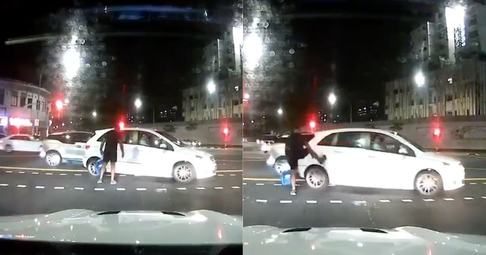 Pedestrian kicks white Mercedes after driver nearly swerves into him ...