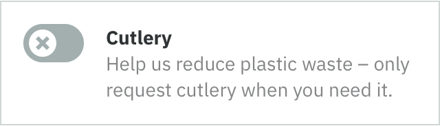 deliveroo no cutlery toggle