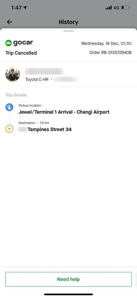 gojek ride cancelled screenshot