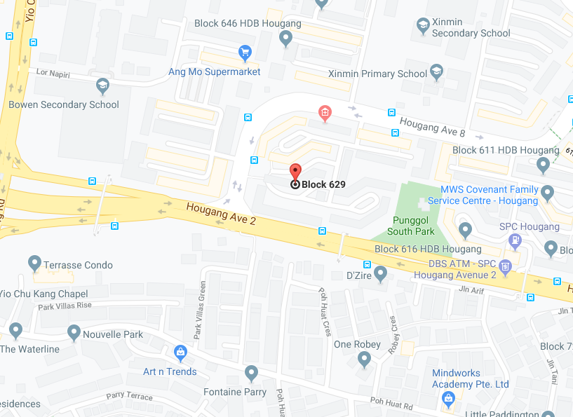 screenshot of Hougang in google maps