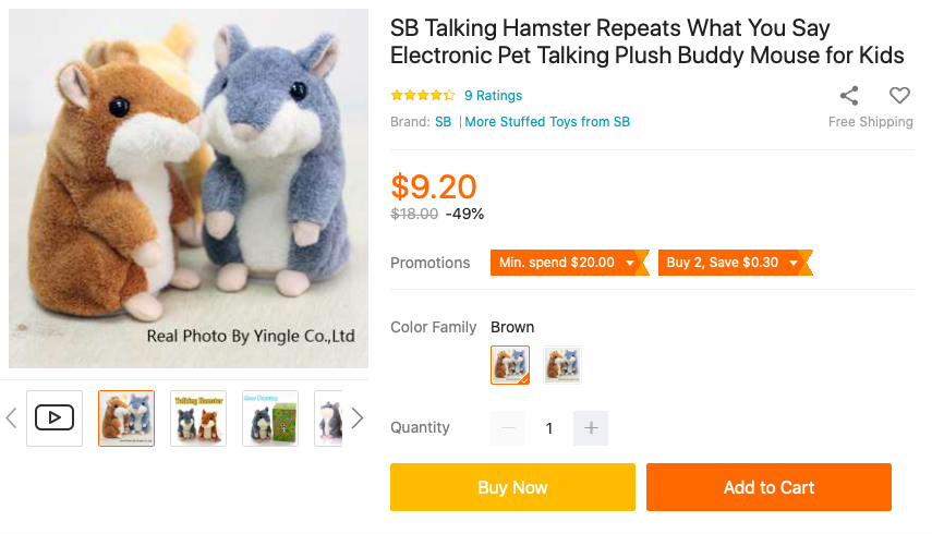 Buy best sale talking hamster