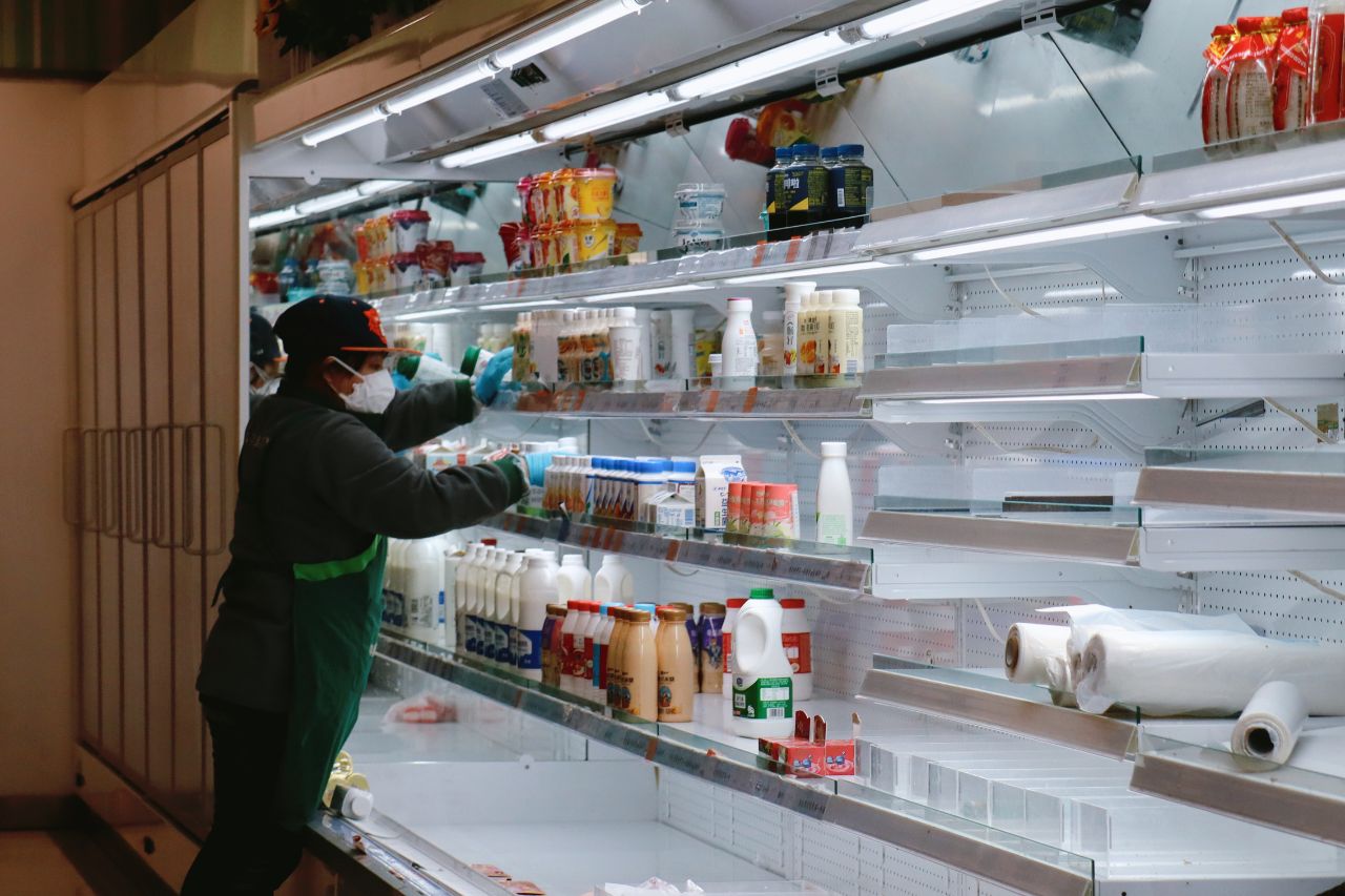 Emptied supermarket in Wuhan