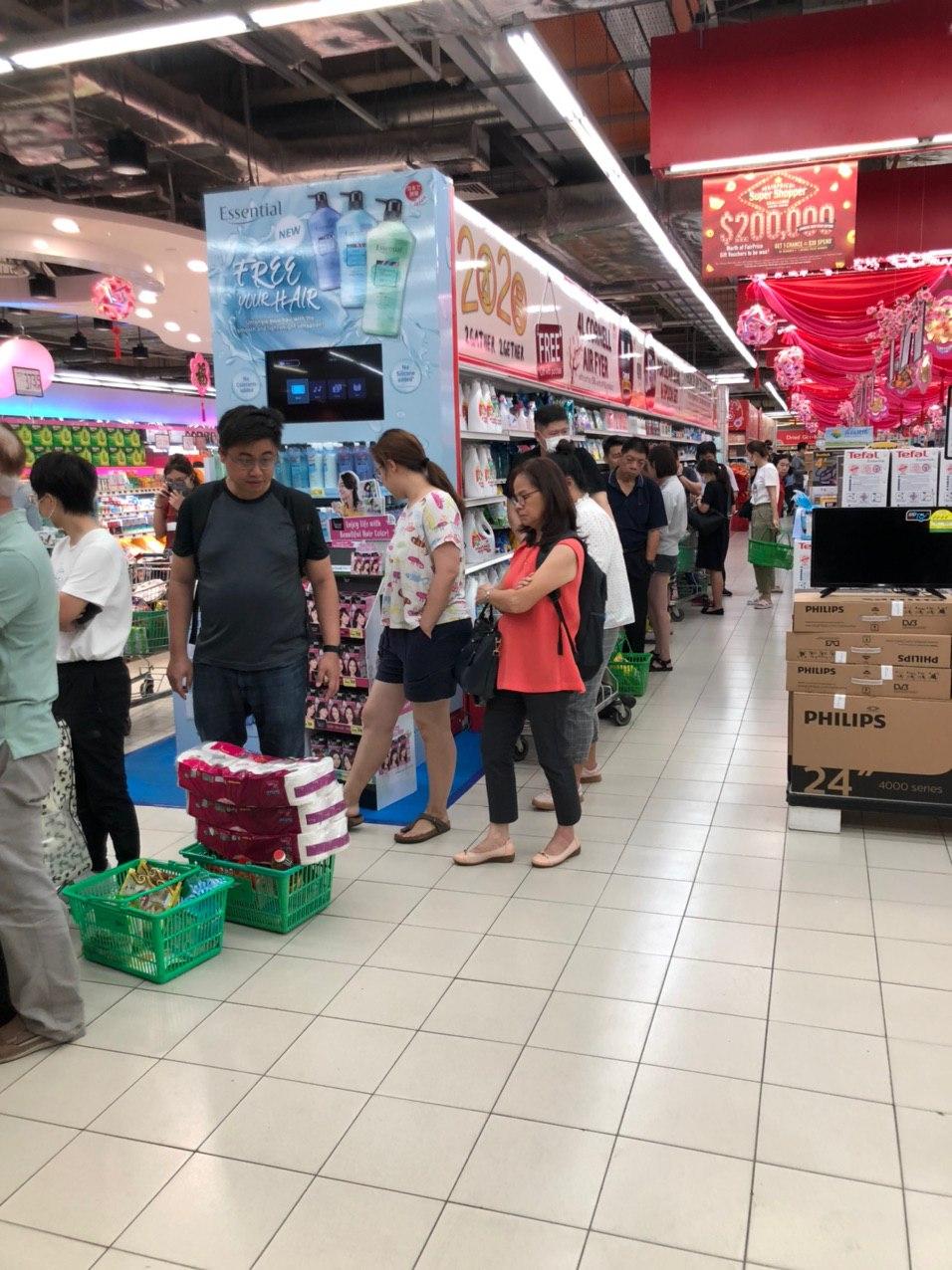 People all over S'pore clearing out supermarket shelves of food