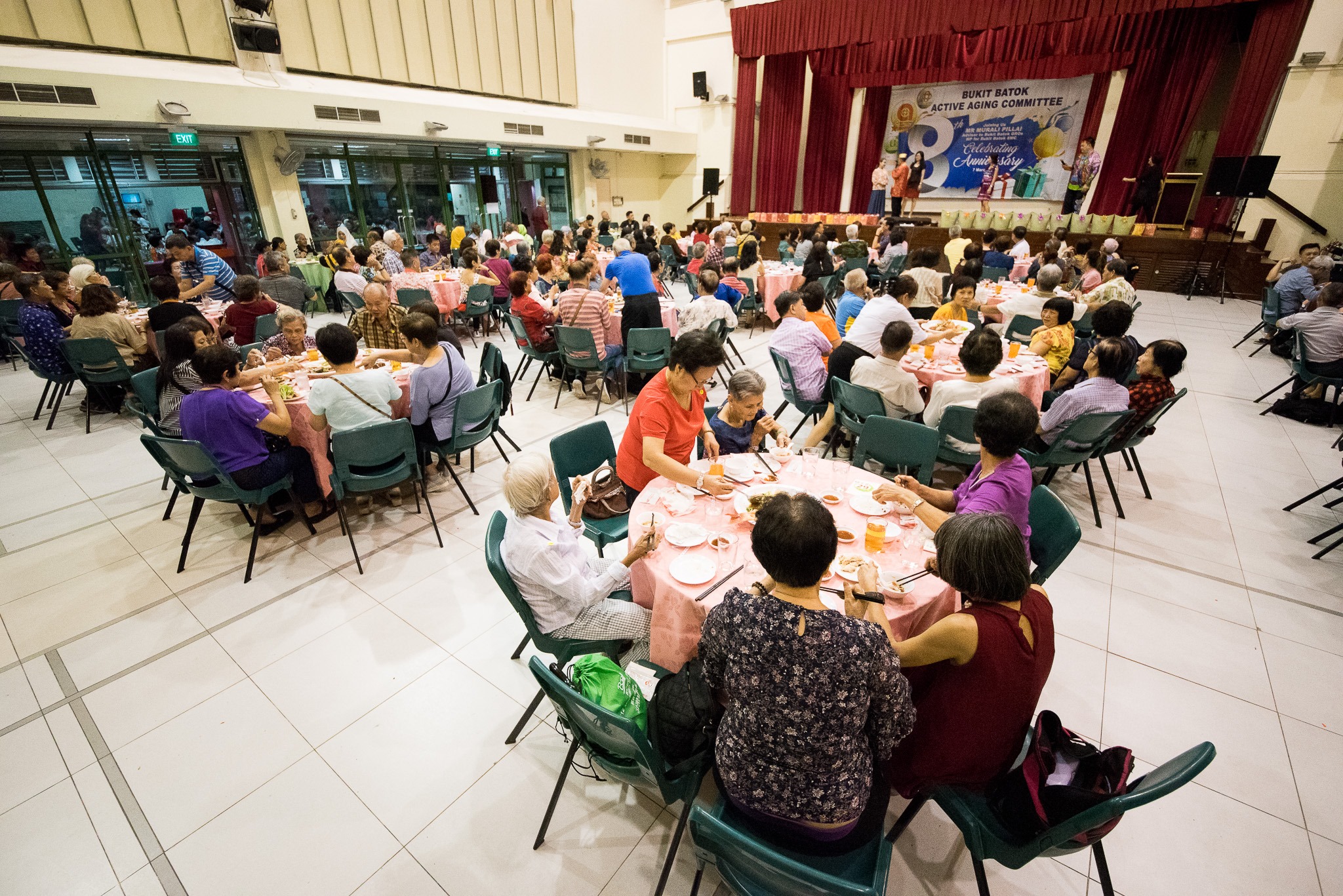 Senior citizens at the eighth anniversary dinner organised by the Active Ageing Committee of Bukit Batok CC
