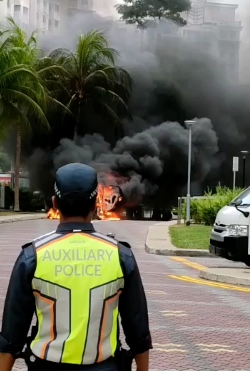 car on fire compassvale walk