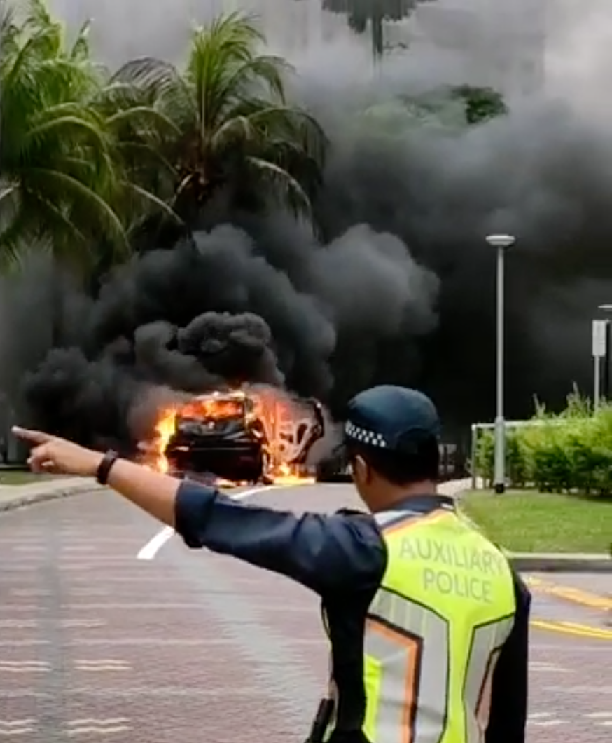 car on fire compassvale walk