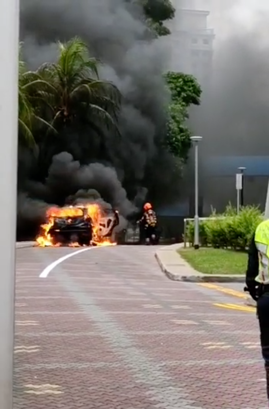 car on fire compassvale walk