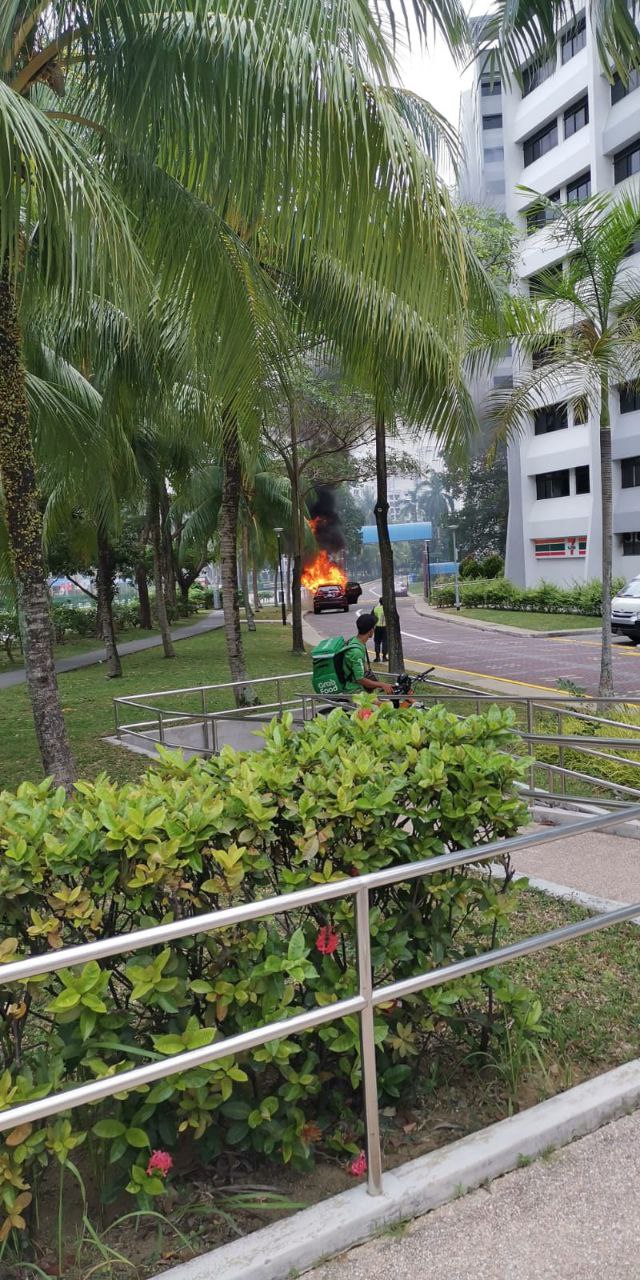 car on fire compassvale walk