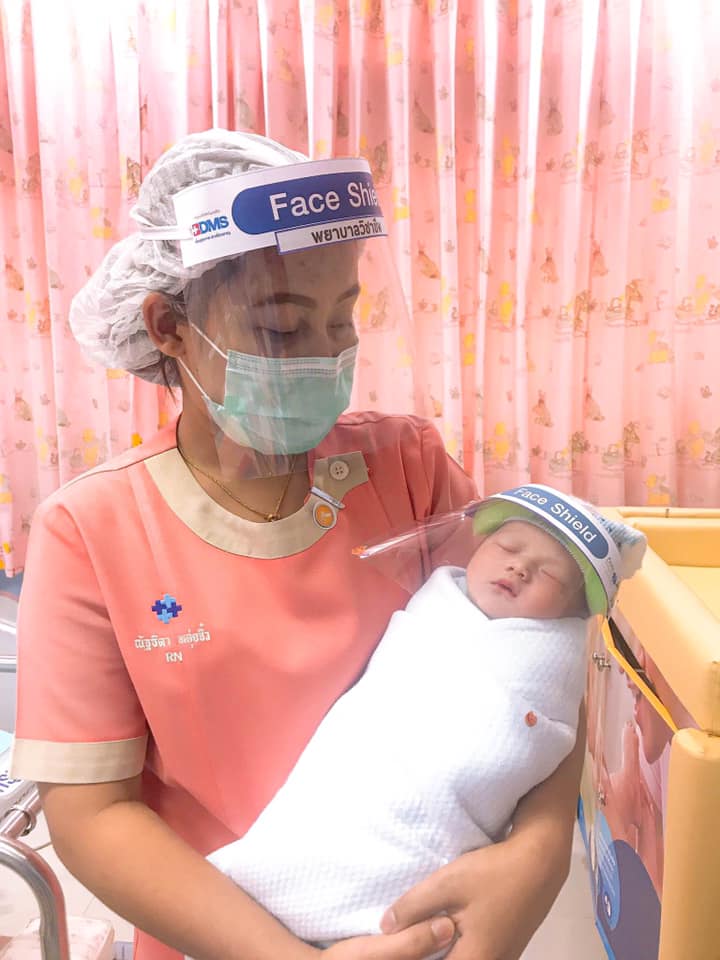 Babies in Thai hospital wear face shield for extra protection against
