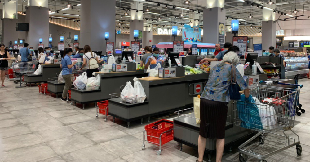 Supermarket checkout counters in Vivocity, Singapore