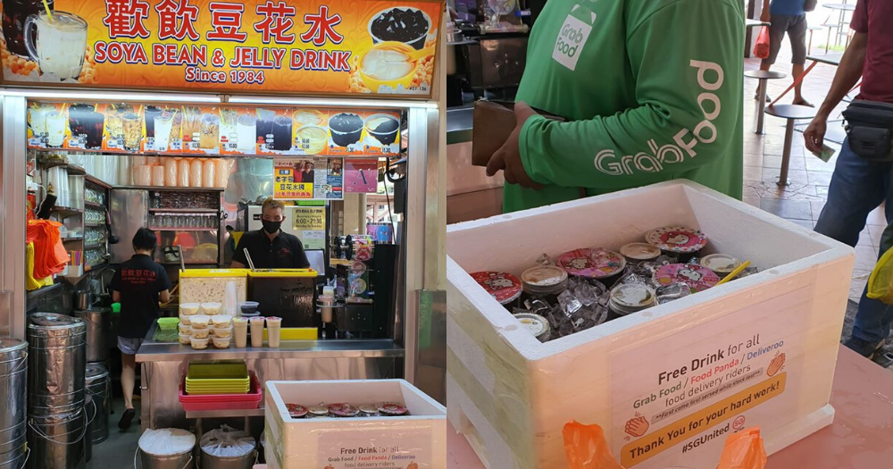 Yishun hawker giving away free drinks to food delivery riders until May