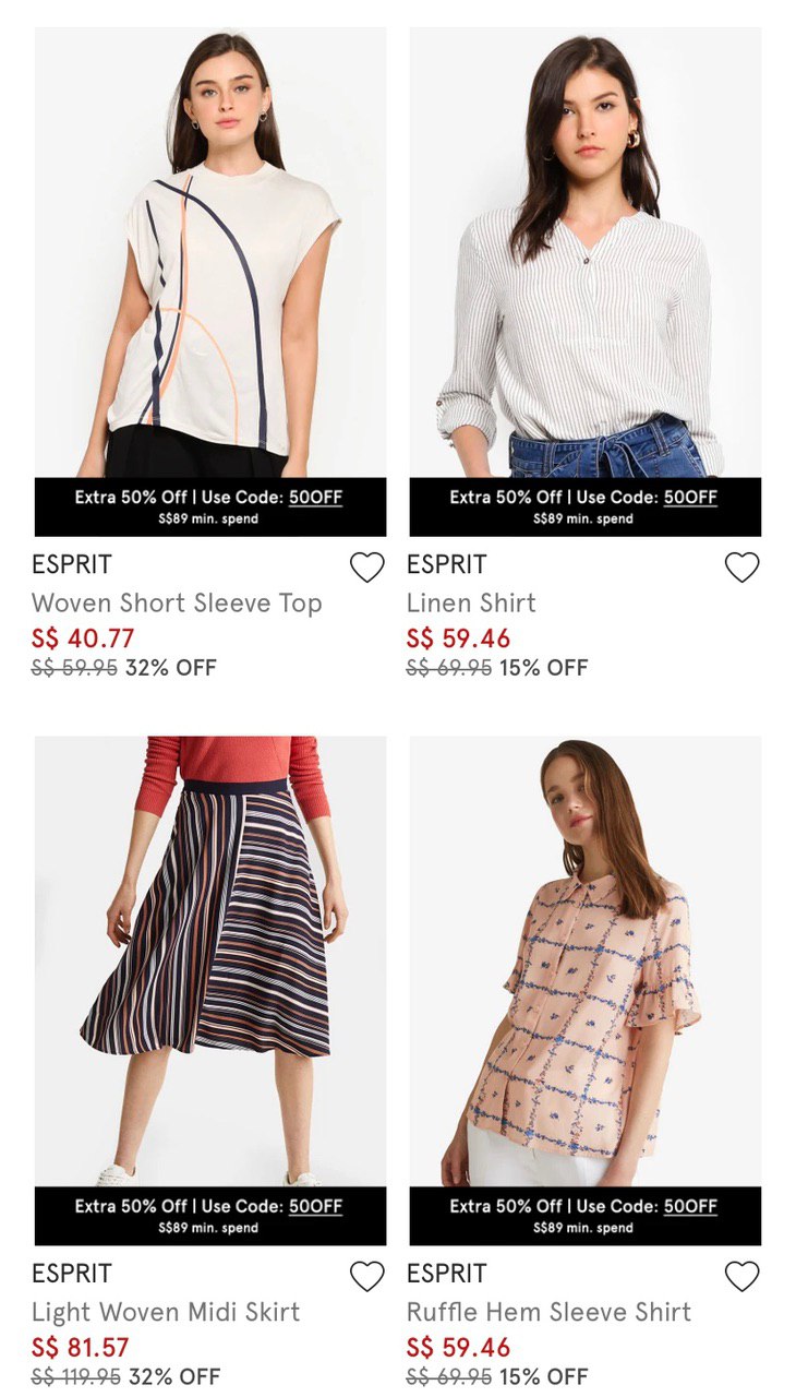 Esprit having Zalora online clearance sales of up to 70% off, prices ...