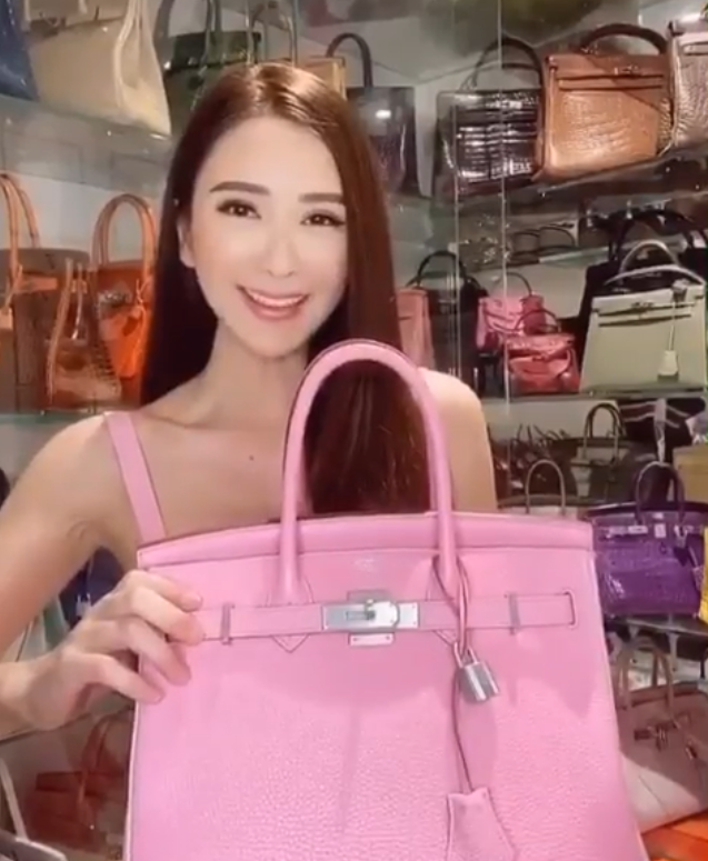 Socialite Jamie Chua shows off pink luxury bag collection, including ...