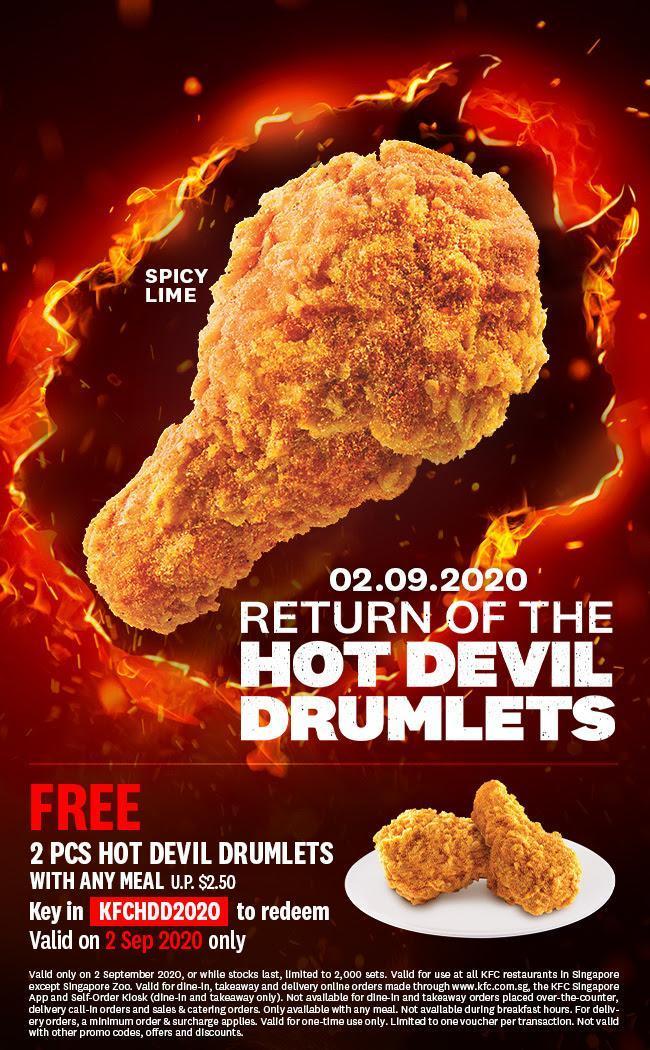 Hot Devil Drumlets Returning To Kfc S Pore From Sep 2 2020 Mothership Sg News From Singapore Asia And Around The World