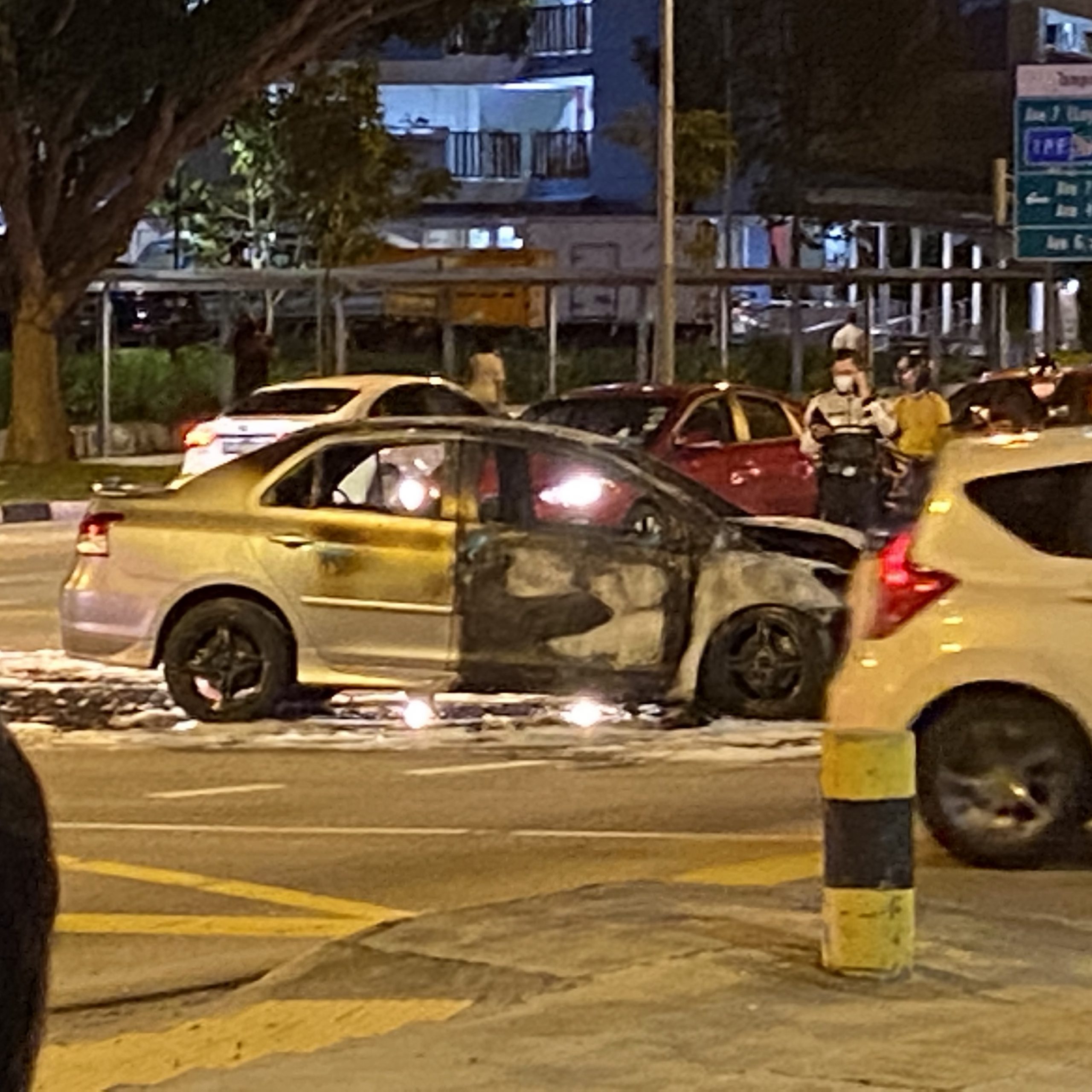 Car catches fire at Tampines Ave 2 & St 23 road junction ...