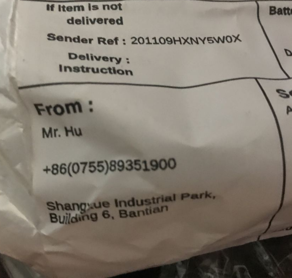 Parcel has departed from shenzhen sorting centre