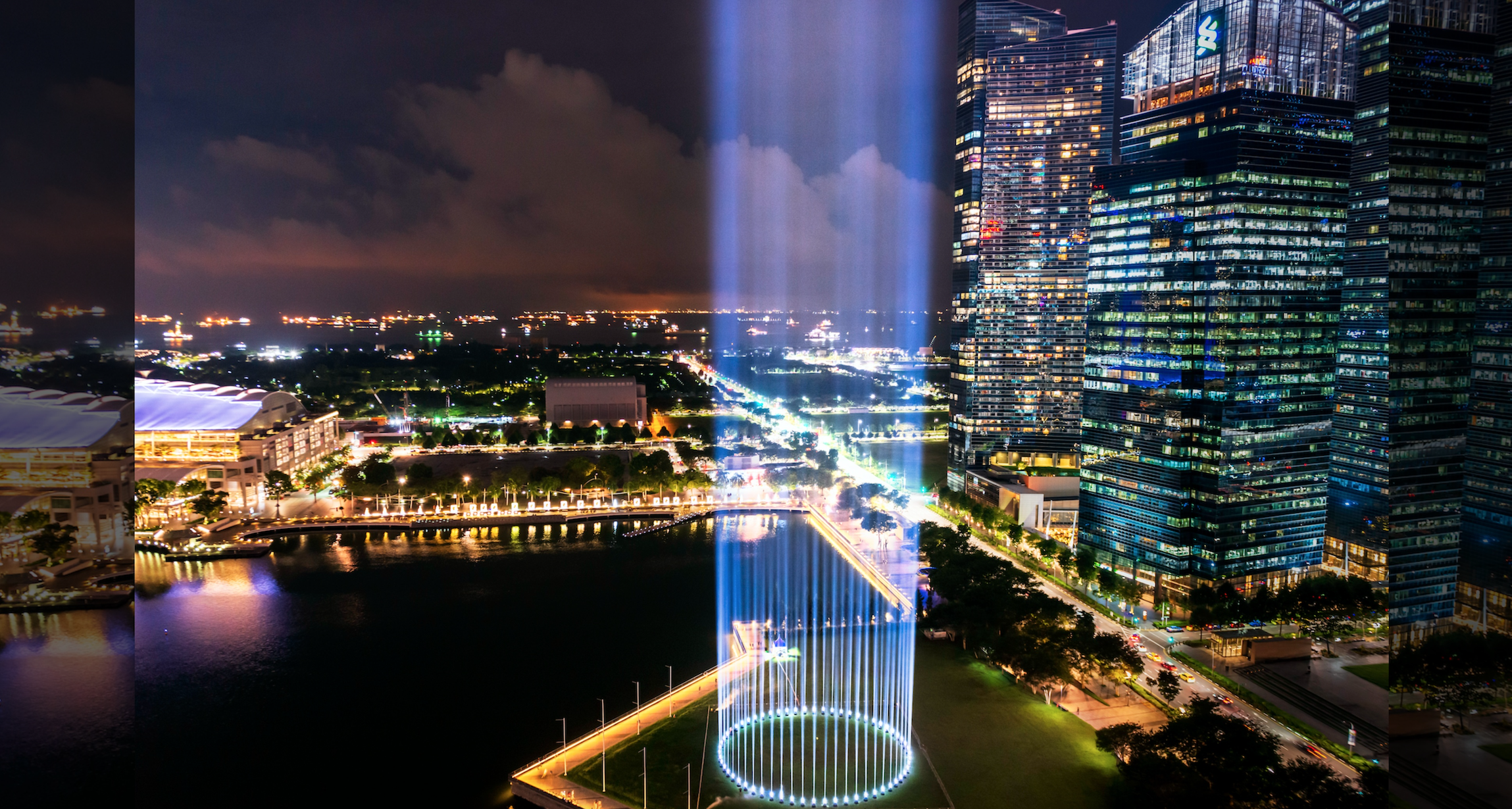 Nightly light of 60 beams projected towards sky at Marina Bay for Dec. 2020 - Mothership.SG - News from Singapore, Asia and around the world