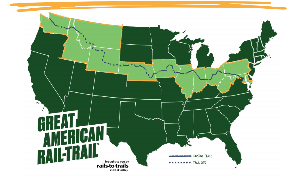 A map of the Great American Rail-Trail