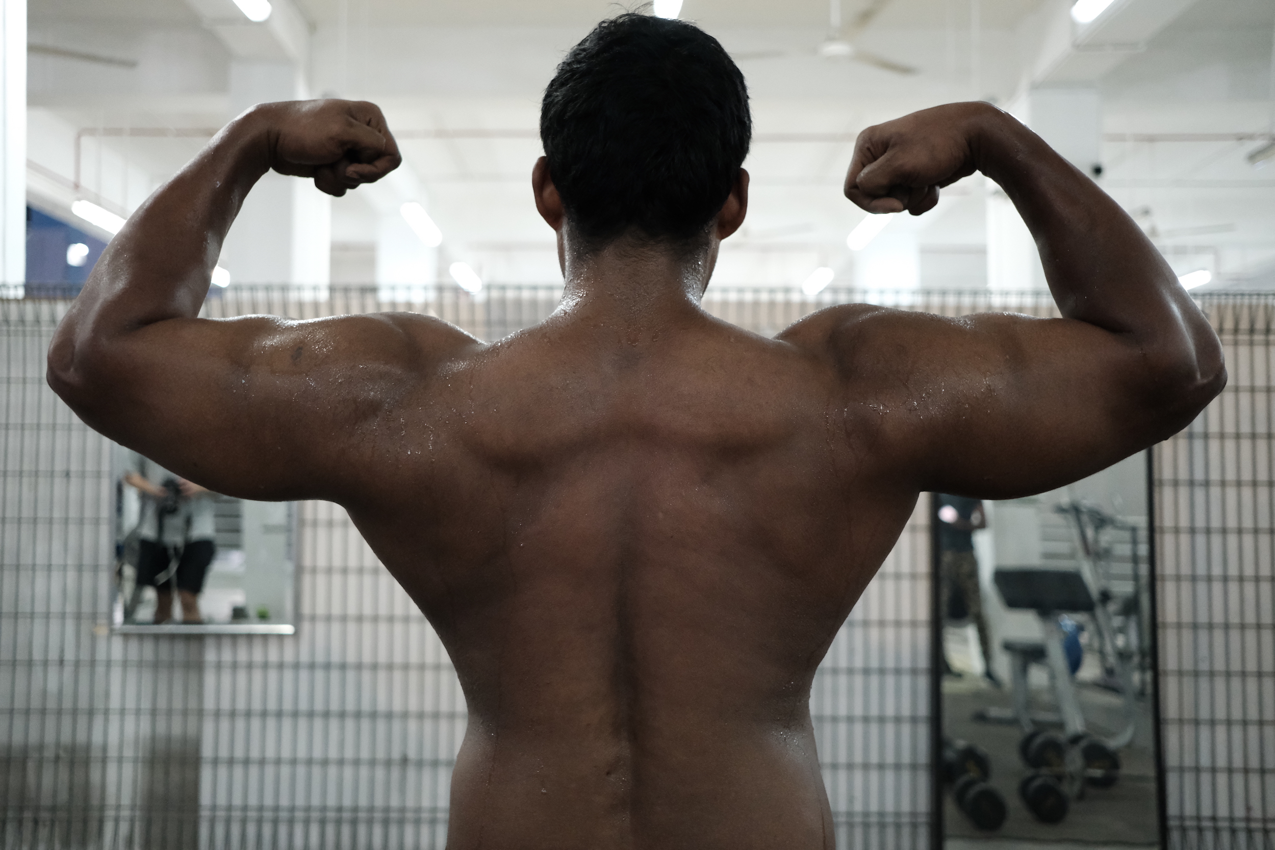 Image of Murugesan as he works out