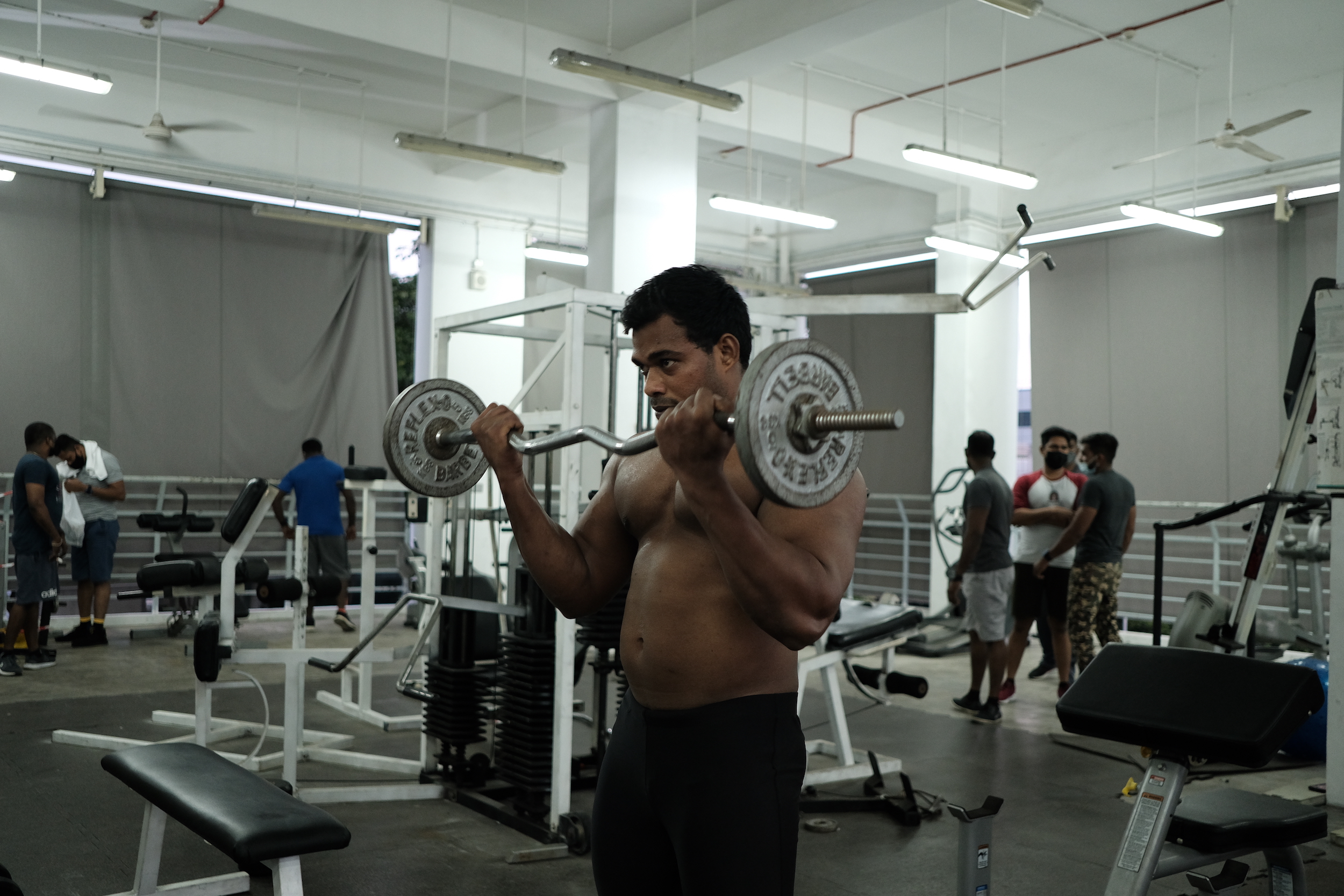 Image of Murugesan as he works out