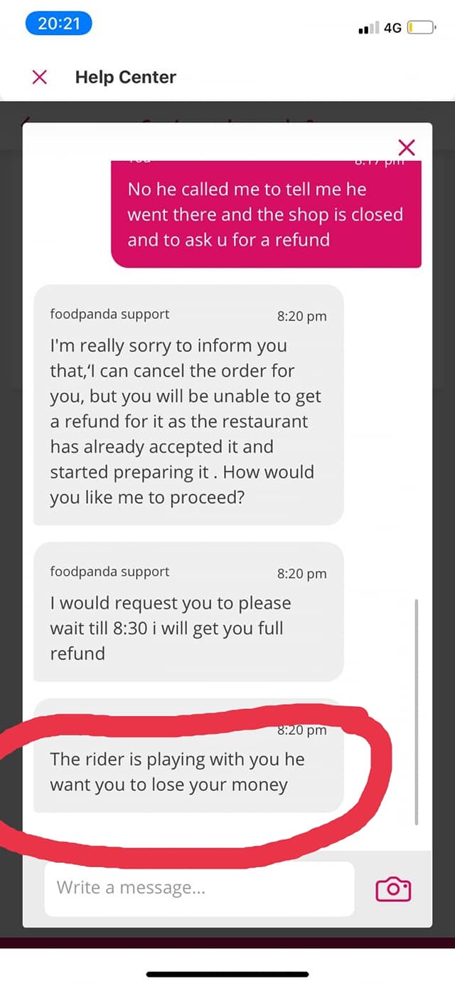 Customer service foodpanda