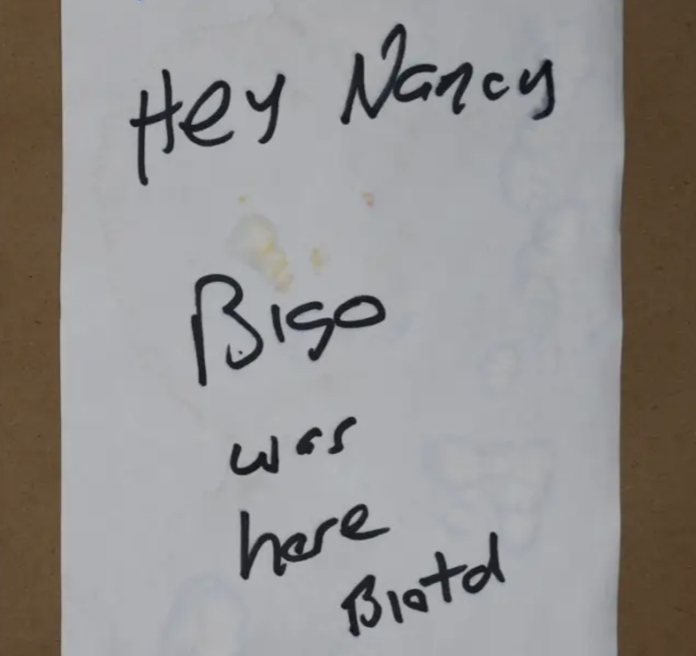 Image of the note Barnett wrote to Nancy Pelosi