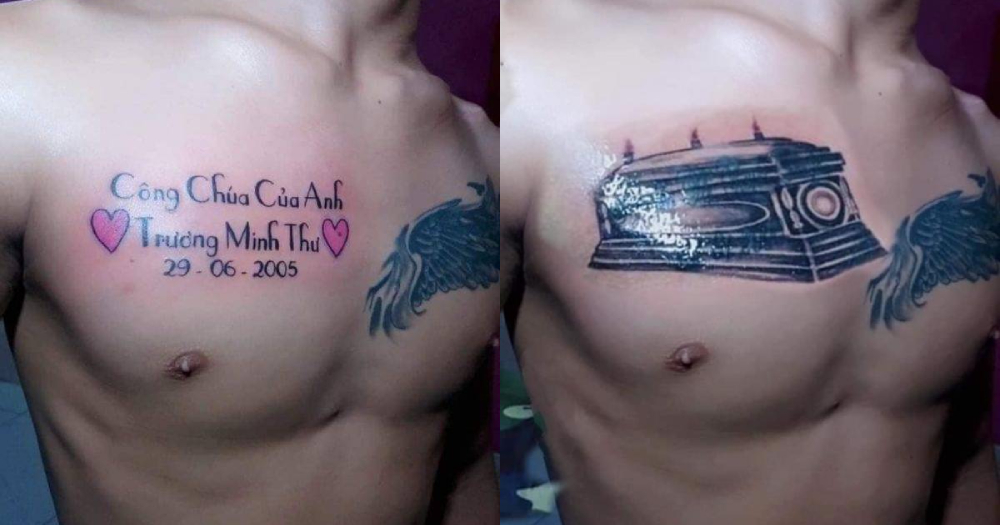 Vietnamese teen tattoos girlfriend's name on chest, breaks up, 'tattoos'  coffin to cover it up  - News from Singapore, Asia and  around the world