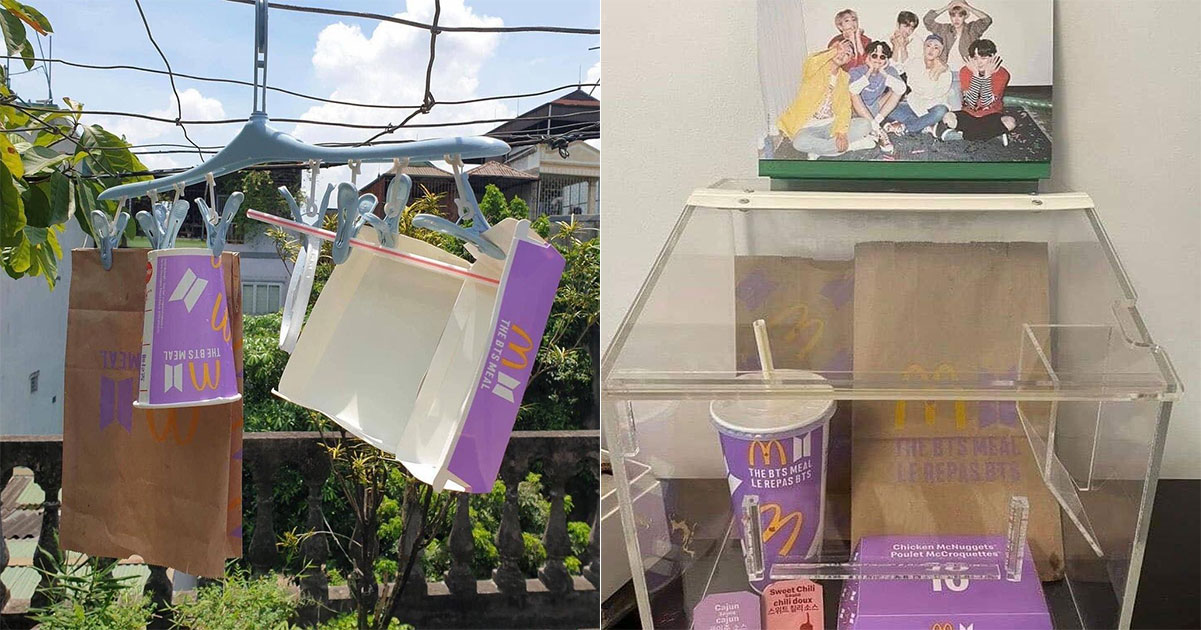 M Sia Bts Fans Rinse Dry Mcdonald S Bts Meal Packaging For Keepsake To Enshrine Mothership Sg News From Singapore Asia And Around The World