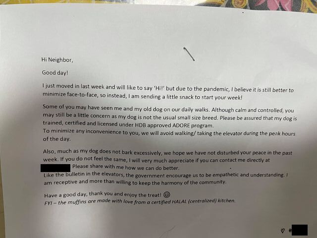New HDB owner gives muffins to neighbours, seeks understanding of her ...