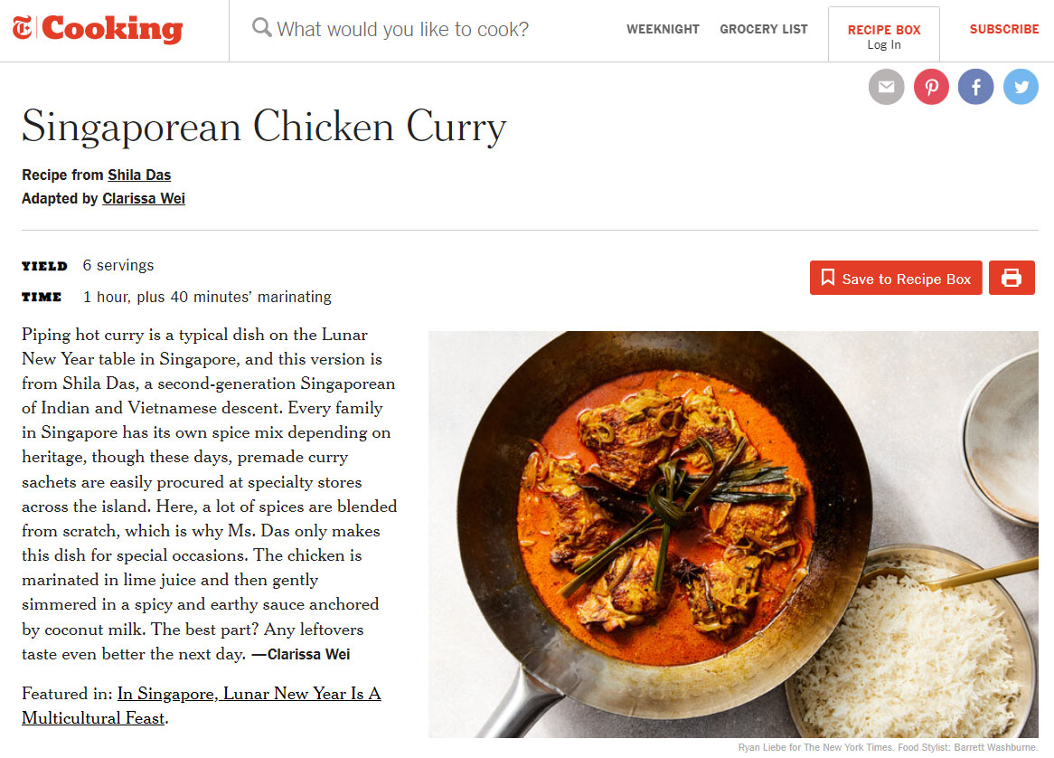 The Real Singaporean Chicken Curry - Recipe and Origins