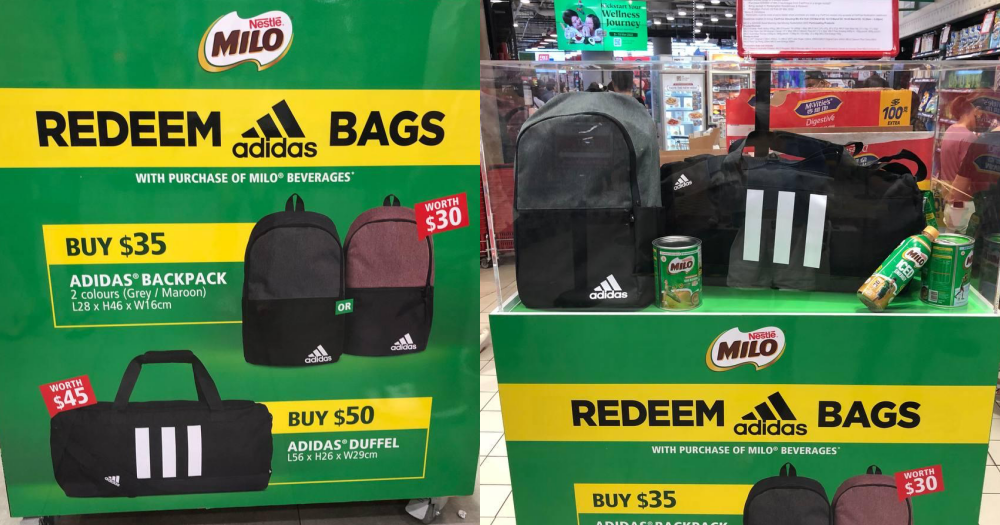 Milo S'pore giving away free Adidas bags when you buy Milo beverages ...