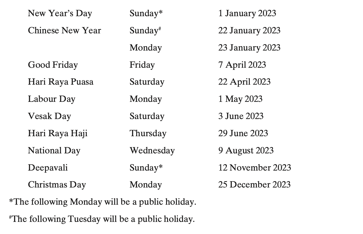 Singapore Public Holidays 2023 Calendar IMAGESEE
