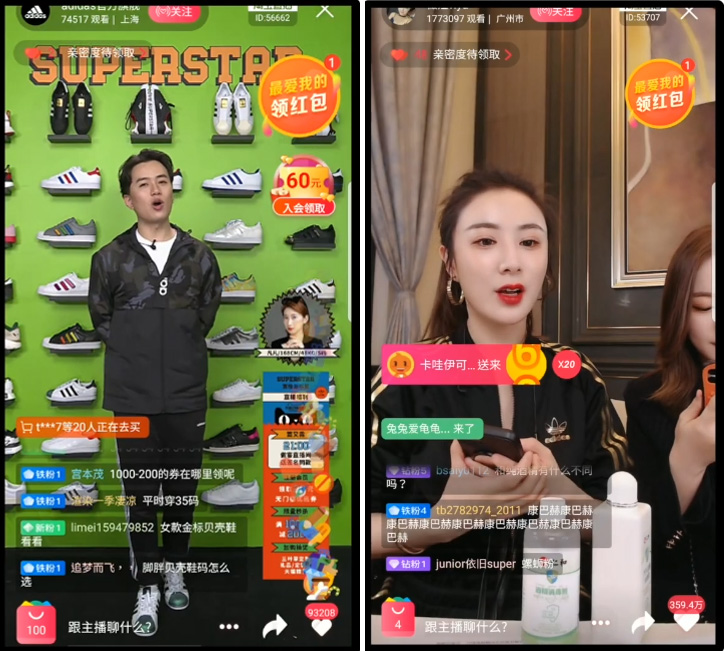 Images of live sellers using Alibaba's platform