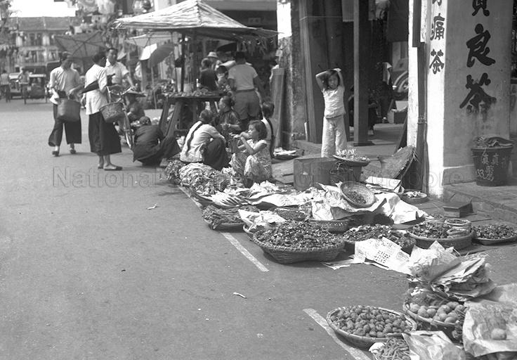 Hawkers on Trengganu Street, circa 1950.