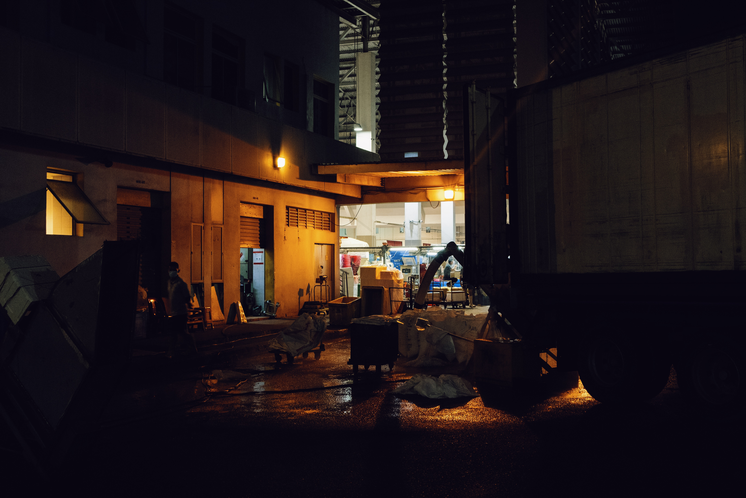 A view of Senoko Fishery Port's market at 2am.