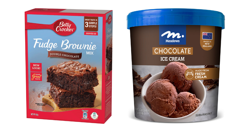boxed brownie mix and chocolate ice cream