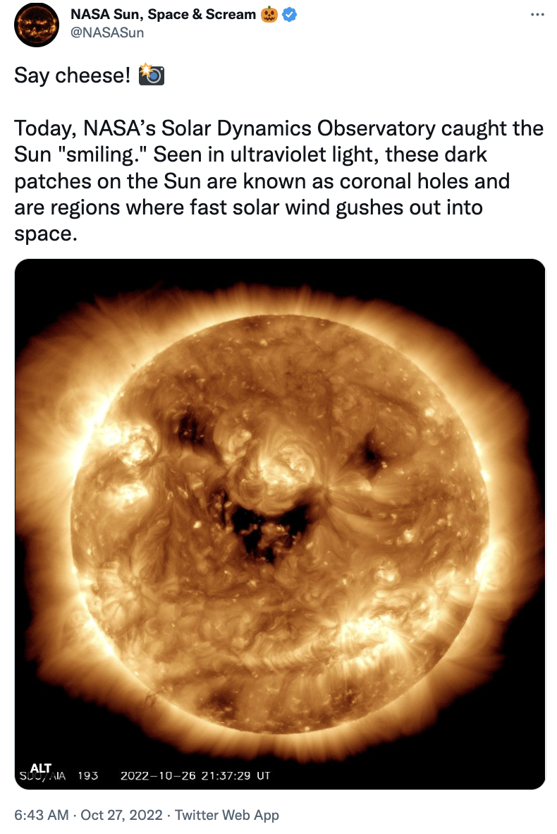 NASA Captures Photo Of smiley Face Sun Like It s Baby Sun From 