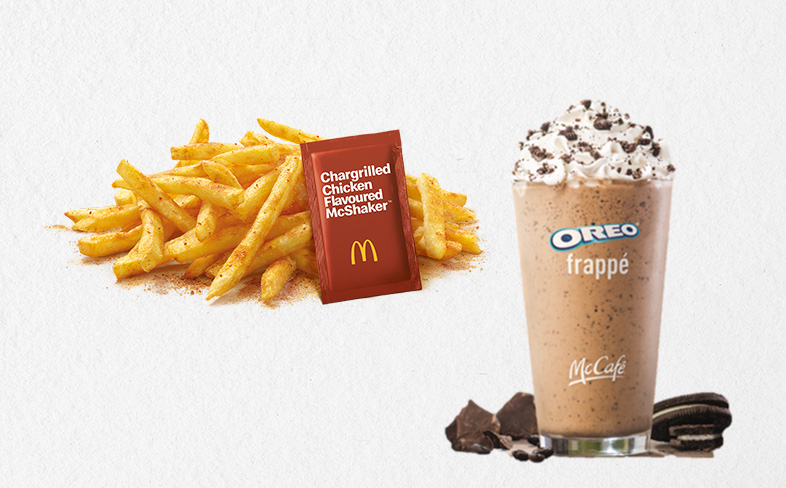 Oreo frappe and chargrilled chicken shaker