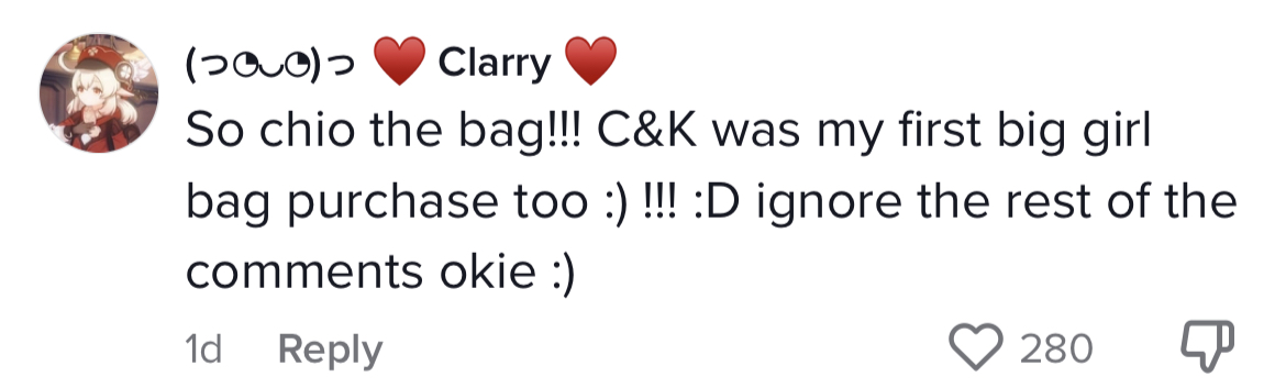 Mean comments leave Singapore TikTok user in tears after she flaunted first  'luxury' Charles & Keith bag