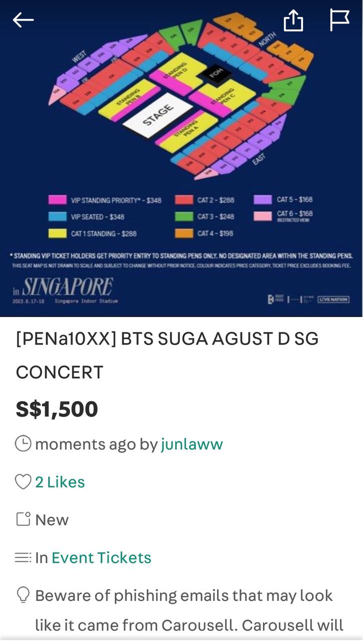 BTS' Suga presale concert tickets sold out, scalpers reselling for up