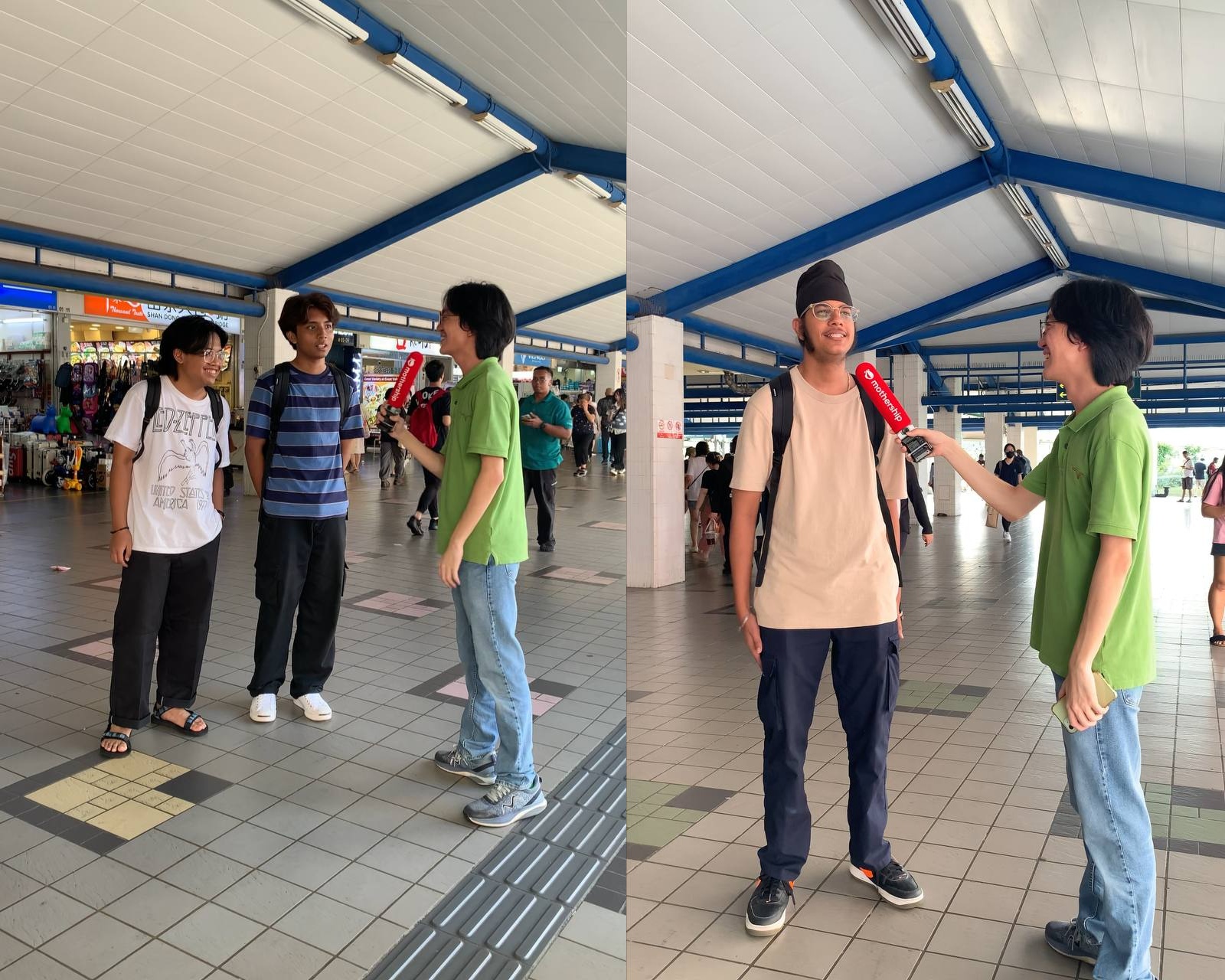 Passersby near Tampines bus interchange being interviewed for their thoughts on the bubble tea capital.