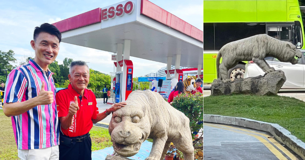 Iconic Esso station tiger statue moves from Tampines Ave 7 to Tampines Ave 9