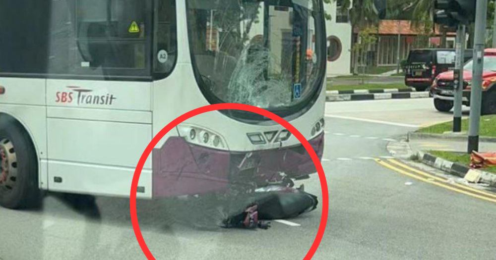 Motorcycle ends up under SBS Transit bus in Pasir Ris collision